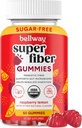 Bellway Super pluošto guminės suaugusiems - Cukraus nemokamai organinio pluošto papildas Gummies su 4g pluošto per Serving - Prebiotic Chicory šaknies pluošto Digestic Gut Health, Aviečių citrinos, 60 Skaičiavimas