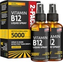 (2 pakuotė) - Skystas B12 purškalas 5000 mikrogramų - Vitaminas B12 Poliežuvinis - Vegan B12 Vitaminas Spray - Metilkobalaminas Vitaminas B12 Skystas Boosts Energy & Mood - Nemokamas ir GMO
