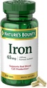 Nature’s Bounty Iron 65mg, 325 mg Ferrous Sulfate, Cellular Energy Support, Promotes Normal Red Blood Cell Production, 1 Serving Per Day, Gluten Free, 100 Vegetarian Tablets
