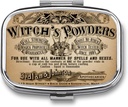 Metal 2 Compartment Pill Organizer Travel Friendly Portable Compact Box to Hold Vitamins/Tylenol/Fish Oil/Supplements/Tablet (Vintage Witch's Powders), 1.97 x 0.79 x 0.39 Inch, 1.0 Count
