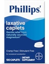 Phillips 'Laxative Caplets, Natūraliai sugirdytas magnio papildas Švelnus lengvumas retkarčiais vidurių užkietėjimas, Cramp ir Stimulant Free Laxatives, 100 Caplets