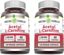 Nuostabi formulė Acetil-L-karnitinas 1500 Mg per serving Veggie Capsules Addition - 124; Non- GMO) 124; Gluten Free 124; Pagaminta JAV,