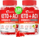 Apple Cider Act Gummies, GLP-1 Support Keto ACV Gummies Max Force 2000mg Apple Cider Acar with Mother, Probiotics & Vitaminas B12, Digestion, Metabolization, Cleanse & Detox diet (2 paketai)