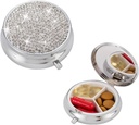 Bling Pill Box, 3 Sudedamoji dalis Medicina Pill Byla Turėtojas, Bling Crystal Rhinestones Vandeniui nepralaidus Pocket Pill Byla Dound Medicina Organizatorius Vitaminas / žuvų aliejai / Priedas. (Sidabras)
