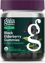 Gaia Herbs Black Elderberry (Sambucus Nigra) Extra Strength Gummies - Delicious Immune Support Supplement - Made with Certified Organic Black Elderberries for Immune System Support - 40 Gummies