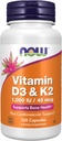 NOW Supplements, Vitamin D-3 & K-2, 1,000 IU/45 mcg,Plus Cardiovascular Support*, Supports Bone Health*, 120 veg Capsules