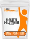 BulkSupplemen.com N- acetil L- glutamino milteliai - Glutamino papildas, L Glutamino milteliai, Glut Health & Recovery - Gluten Free, 750mg per Serving, 250g (8,8 oz) (pakuotė 1)