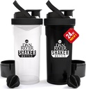 DAN RIVER 2-Pack Shaker Butelis ® 124; 24oz Plastic proteine Shaker & Mixer ® 124; Twist & Lock Design for SmoothSies & Baltymų Mišiniai ® 124; patvarus, Lea- įrodymas, lengva valyti ® 124; Clear & Black Shaker Buteliai Gym