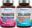 Probiotikas + kolagenas Bundl, 4- in-1 moteriškas probiotikas (30ct) & 6- in-1 Super kolagenas (90ct), 2 Pakuotės, Spanguolių, Digive & sveikas senėjimo parama, Ne GMO