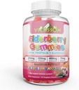 Juoda Sambucus Elderberry Gummies su Propolis & Echinacea + Vitaminas C Antioksidantas flavonoidai imuninė sistema Booster Kid & Suaugusiųjų Vegan Friendly 124; Aviečių flavored. 100 Skaičius