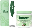 Bloom Nutrition Superfood Green Mill, Digital Enzymes with Probiotics and Prebiotics, Gut Health, Bloating Relief, Kokosų + Milk Frother High Powered Hand Mixer