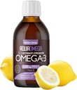 5X Galutinis stiprumas Omega 3 Žuvies aliejus skystas, žuvų aliejus papildai su dideliu DHA ir EPA Omega3 riebalų rūgščių, didelio stiprumo Omega 3 su vitaminu D, 7.60 floz, Lemon Squor