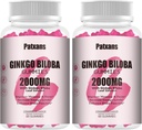 2 Pakuočių 2000mg Ginkgo Biloba Gummies - Ginkgo Biloba papildai smegenų sveikatos parama, Pagerinti nuotaiką ir dėmesio, energija, Suaugusiųjų, braškių skonio, 120 Skaičiavimas