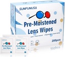 200 Count Lens Valymo Wipes- Pre-Moissted Individualiai Wrapped Eyeglass Watch Optical Screen Valer Streak Free Fast džiovinimo