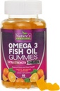 Omega 3 žuvų taukų gumbai, širdies sveikas Omega 3 Gummy priedas su dideliu absorbcija DHA & EPA, ypač stiprus bendras ir smegenų parama, Skanus apelsinų skonio žuvų taukų gamtos vitaminas - 60 Gummies