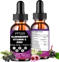 Organiniai Elderberry Sirupas, Skysti lašai Elderberry Vitaminas C ir Cinkas suaugusiems, 11-in-1 Sambucus Black Elderberry Tincture w / Vitaminas D3, Jūros Moss Juodosios sėklos, Elderberry imuninės paramos priedas