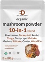 DEGIMO PARAMA Organiniai grybų miltelių papildas, 12oz - 10 iš 1 Aktyvus maišymas - Shiitake, Lions ManE, Cordyceps, Chaga, su More -parama imunitetas, energija, ir smegenų sveikata - Non- GMO, Vegan
