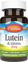 Carlson - Lutein & Žalieji, 20 mg, Vision Support & Eye Function, Antioksidantas, 30 vegetariškų kapsulių