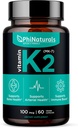 PhiNaturals Vitaminas K2 Mk7 100 mikrogramų Vegan 60 kapsulių Kaulų sveikata Širdies ir kraujagyslių arterijos - VIT k-2 MK- 7 100 mikrogramų priedas iš Natto