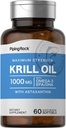 Piping Rock Krill Oil 1000 mg Softgels ® 124; 60 grafas ® 124; su Omega 3, EPA, DHA ® 124; Non- GMO, Gluten Free