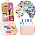14 Grids Travel Pill Organizatorius Dėžutė su 415- PCs Medicina Pavadinimas Labels - Pocket Daily Pharmacy Case Container Kit - Kelionių vaistų laikiklis Žuvies aliejus Vitamino papildymo saugojimo - Rožinė