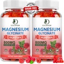 (2 Pack Sugar Free Magnis Glycinate Gummies, 500 mg Magnio glicinatas su 200mg magnio malato, Tauratas, Oksidas, COQ10, Vitaminas B6 ir D3, Miego & Calm Support, 120 Aviečių Gummies