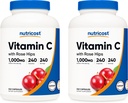 Nutricost Vitaminas C su Rose HIPS 1025mg, 240 kapsulių (2 buteliai) - Premium Non- GMO, Gluten Free Vitaminas C Priedas