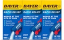 Bayer Rapid Relief miltelių pakuotės su aspirinu ir kofeinu, greitai veikiančiu skausmu, malšinančiu galvos skausmą, raumenų ir kūno skausmu, aviečių skoniu (pakuotė gali skirtis), 3 x 10 vienetų pakuotė