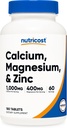 Nutricost Calcium, Magnesium & Zinc Tablets 1,415 mg, 180 Tablets - Vitamin/Mineral Blend Supplement, 60 Servings - Gluten Free, Non-GMO