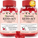 Apple Cider Act Gummies, Max stiprumo 2000mg ACV Gummy su probiotikai, B12 ir Keto parama, Digestion, Metabolizmas, Detox, Gut & Immunal Health, Želatina-Free, Non-GMO, 120 keto acv gummies