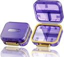 Acedada Small Pill Box, Kelionių pilių organizatorius, Compact 7-Compact Moisufort Pill Case for Purse, Chic Daily Pill Container, Portable Medicina & Vitaminų turėtojas žuvų aliejus ir papildai, Purple