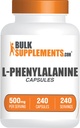 BulkSupp. com L- fenilalanino kapsulės - fenilalanino papildas, L- fenilalanino 500mg - Gluten Free, 1 Kapsulė vienam servimui, 240 kapsulių (pakuotė po 1)