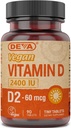 DEVA Vegan Vitaminas D2 60 µg 2400 TV, Ergocalciferolio priedas be jokių ingredientų, 90 tablečių, 1 - pakuotė