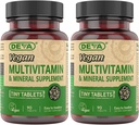 DEVA Tiny Tabletės Vegan Multivitaminas moterims ir vyrams 2 - Pakuotė su geležimi, vitaminas C, E, B kompleksas vitaminai, Cinkas, 90 tablečių