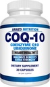 Arazo Nutrition CoQ10 Ubichinono kofermentas Q10- 200 mg Didžiausias stiprumas Mitybos papildymas - didelės absorbcijos kapsulės be sojos